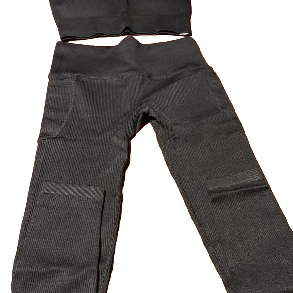 Source Unknown Black Ribbed Set